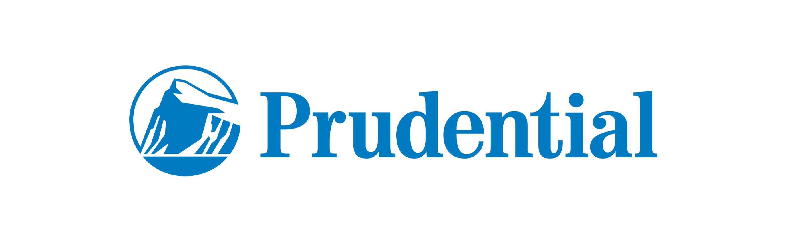 Prudential logo showing a stylized rock in a blue circle to the left of the name 