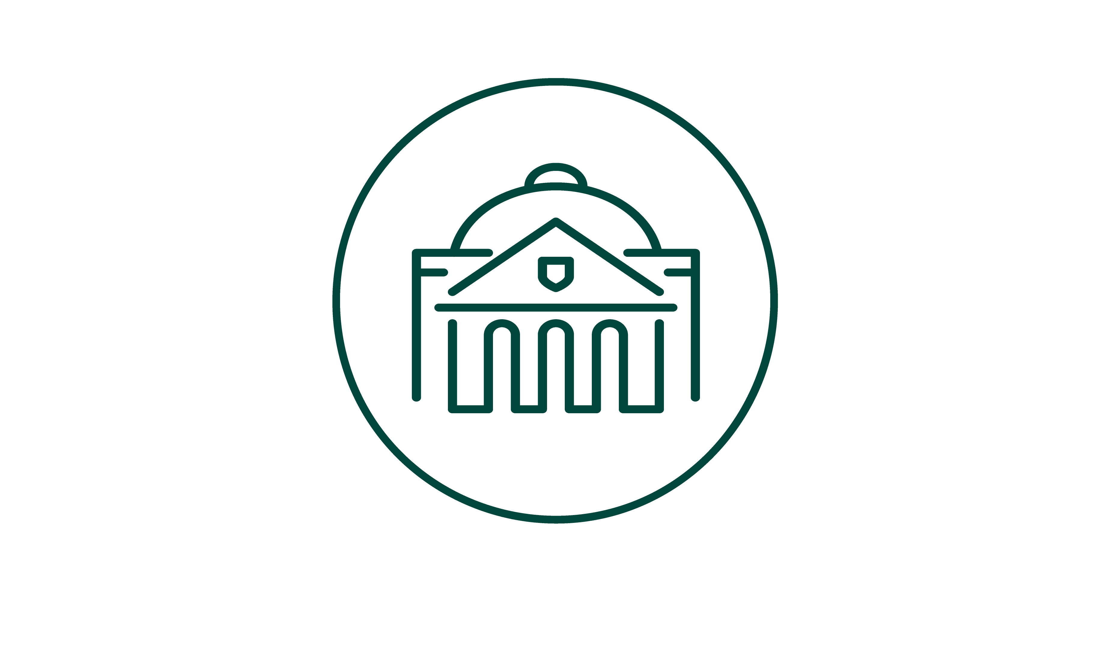 An outline of an iconic library structure enclosed in a green circle against a white background.