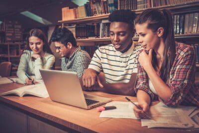 Students Studying in a Library