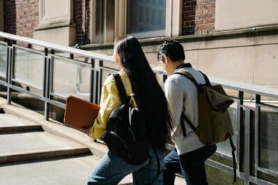 Two students on their way to school.