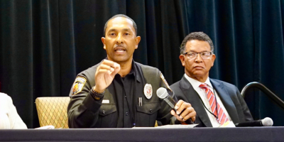 Daniel Allen and Louis Lewis at the Symposium on Advancing Equity Through Population-Specific Strategies in Sacramento hosted by JFF on March 4, 2025. Photo Credit: Lelan Wells