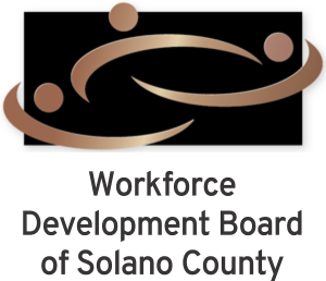 Logo of the Workforce Development Board of Solano County featuring three stylized human figures in a circular formation above the organization's name.