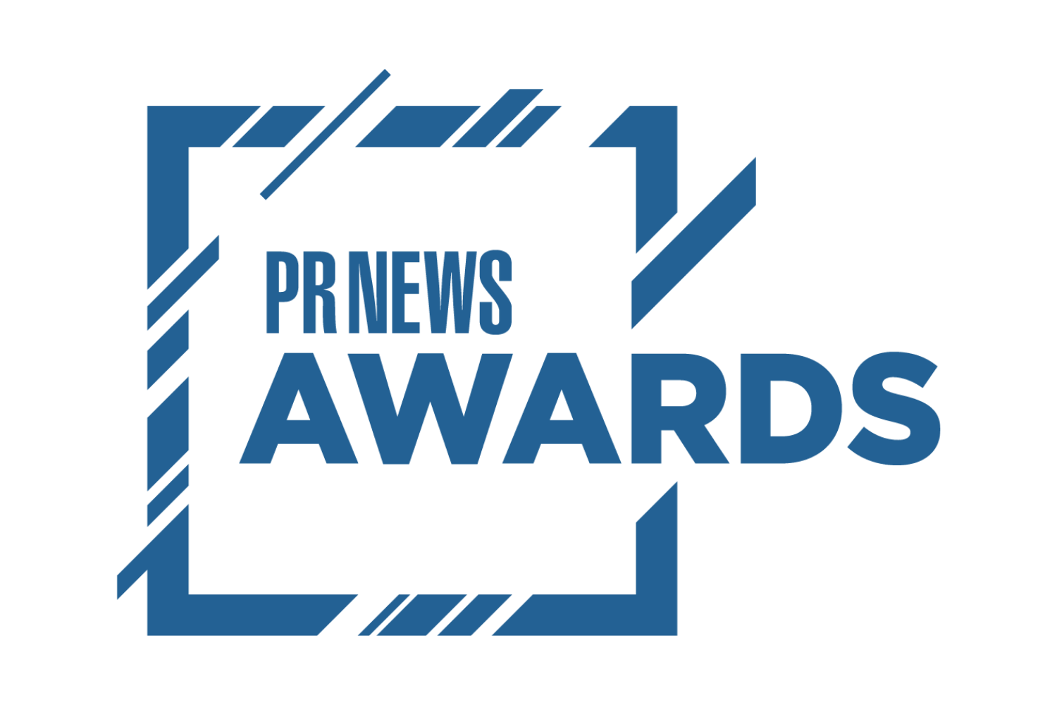 Blue geometric frame with the words 